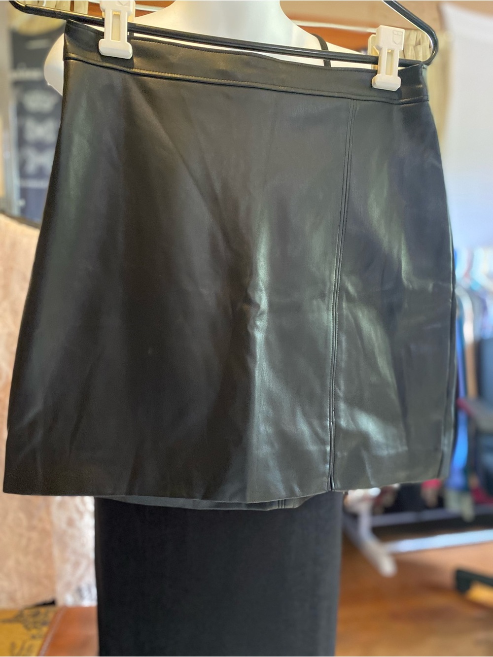 Hollister Black Faux Leather Mini Skirt